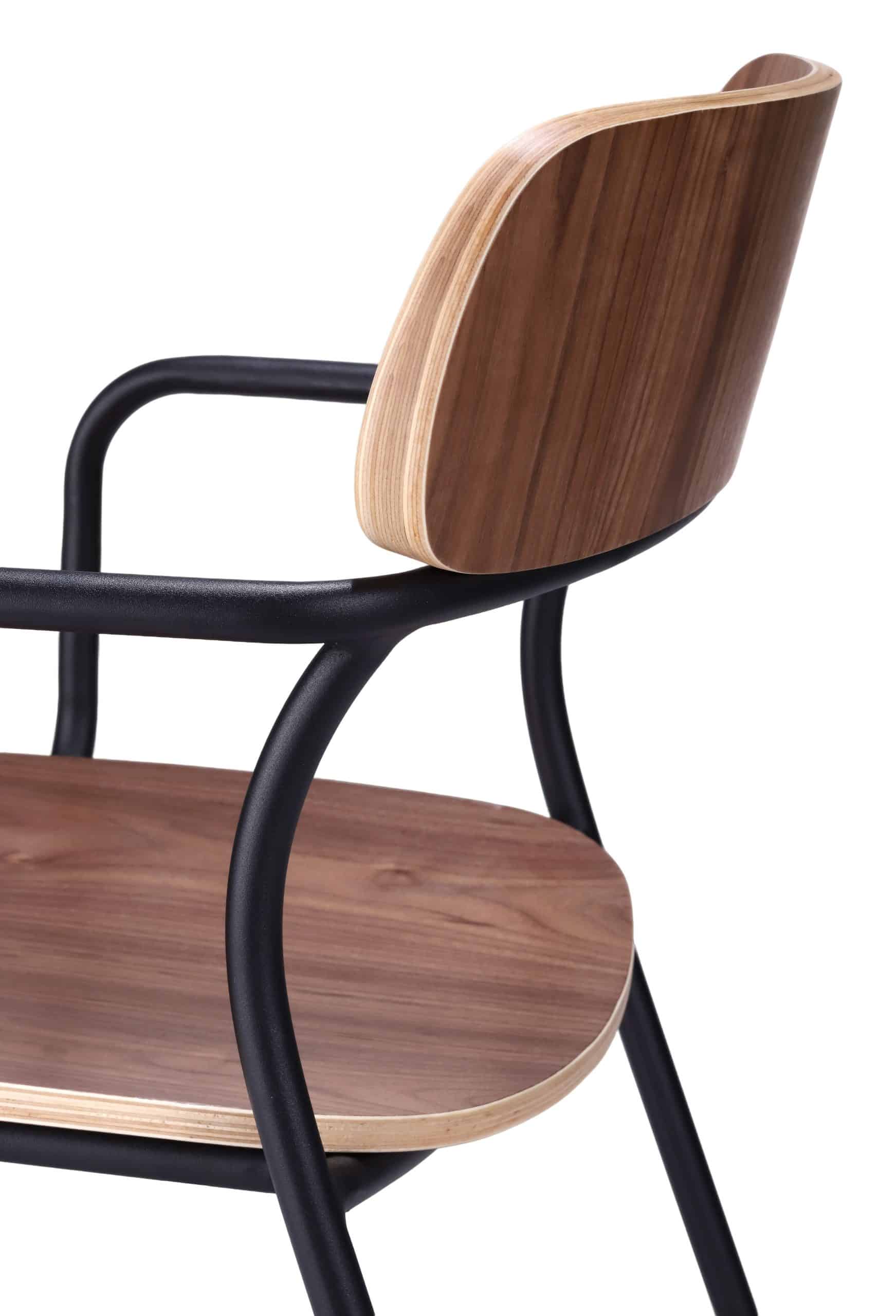 ALEXANDER WALNUT TIMBER SEAT BLK SIDEVIEW