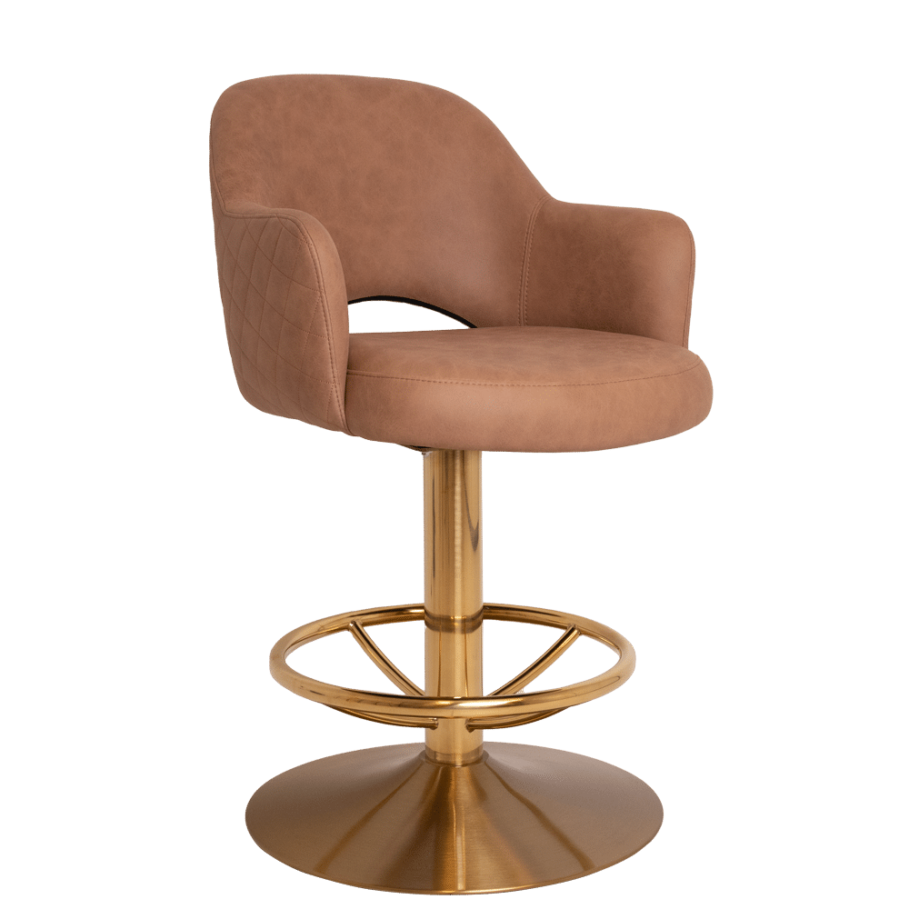GROSVENOR GAMING STOOL BRASS PELLE TAN
